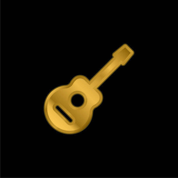 Gitara akustyczna złocona metaliczna ikona lub wektor logo - Wektor, obraz