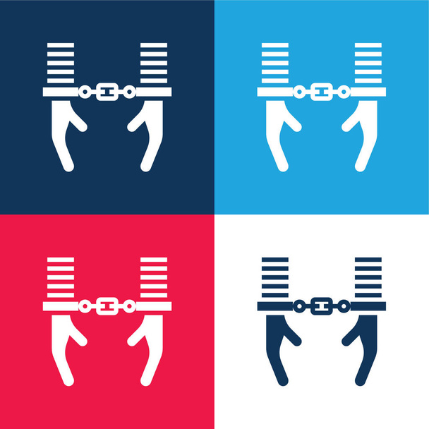 Verhaftung blau und rot vier Farben minimales Symbol-Set - Vektor, Bild
