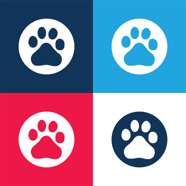 Baidu logó kék és piros négy szín minimális ikon készlet - Vektor, kép