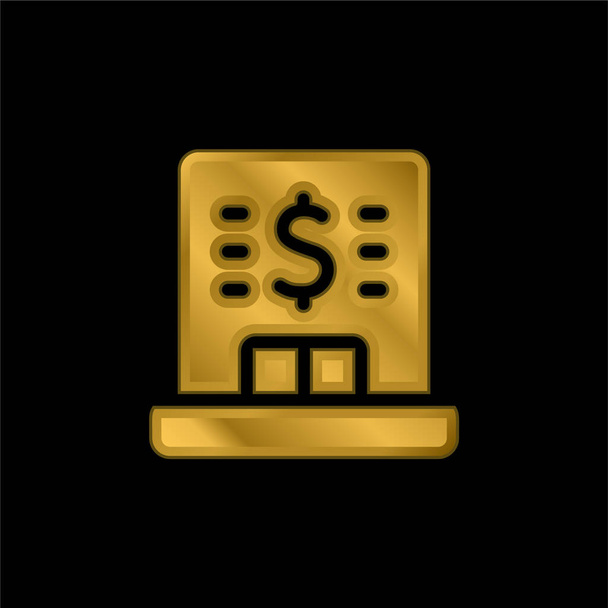 Bank gold plated metalic icon or logo vector - Vector, Image