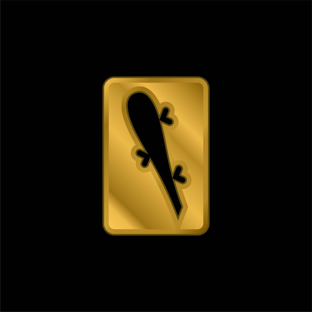 Ás de clubes banhado a ouro ícone metálico ou vetor logotipo - Vetor, Imagem