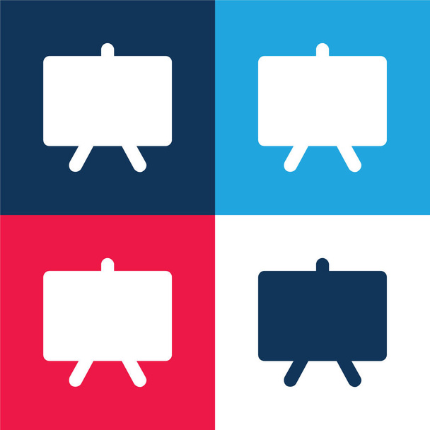Blackboard niebieski i czerwony zestaw czterech kolorów minimalny zestaw ikon - Wektor, obraz