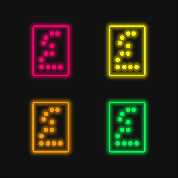 Braille Szöveg négy szín izzó neon vektor ikon - Vektor, kép
