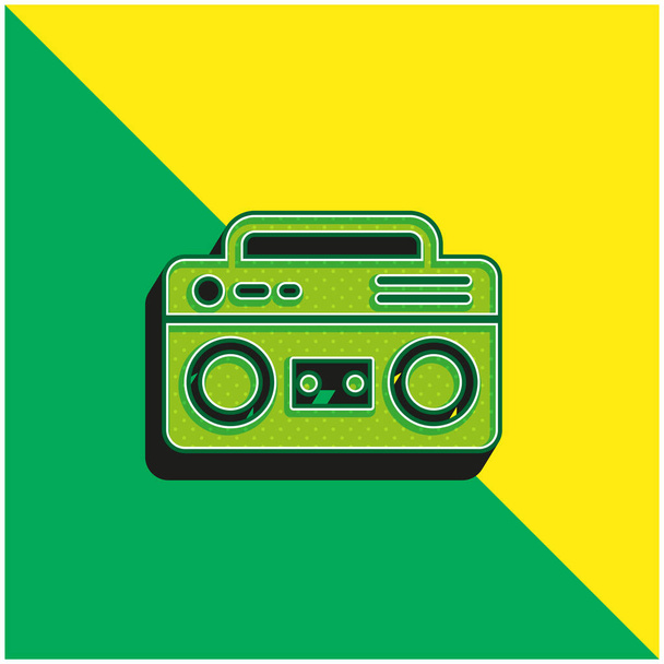 Boombox Groen en geel modern 3D vector icoon logo - Vector, afbeelding