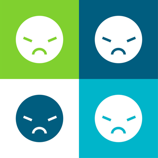 Angry Flat four color minimal icon set - Vector, Image