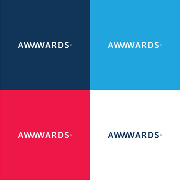 Awwwards Website Logo blue and red four color minimal icon set - Vector, Image