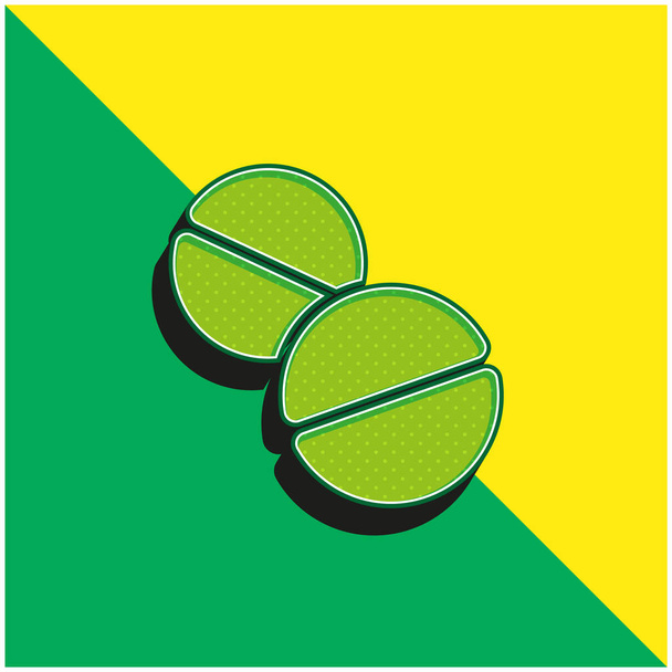 Ασπιρίνες Πράσινο και κίτρινο σύγχρονο 3d διάνυσμα εικονίδιο λογότυπο - Διάνυσμα, εικόνα