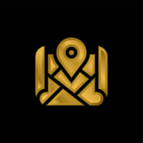 Address gold plated metalic icon or logo vector - Vector, Image
