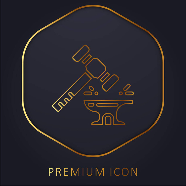 Blacksmith golden line premium logo or icon - Vector, Image