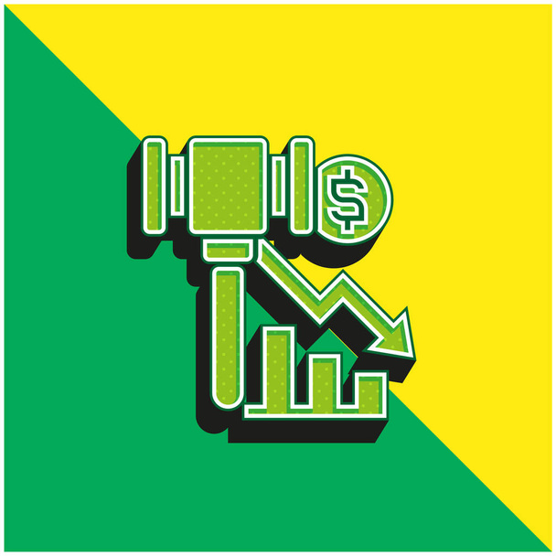 Csődeljárás Zöld és sárga modern 3D vektor ikon logó - Vektor, kép