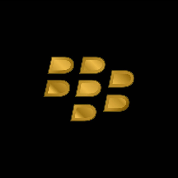 Blackberry chapado en oro icono metálico o logo vector - Vector, imagen