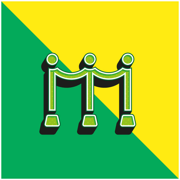 Bariera Zielona i żółta nowoczesna ikona wektora 3D - Wektor, obraz