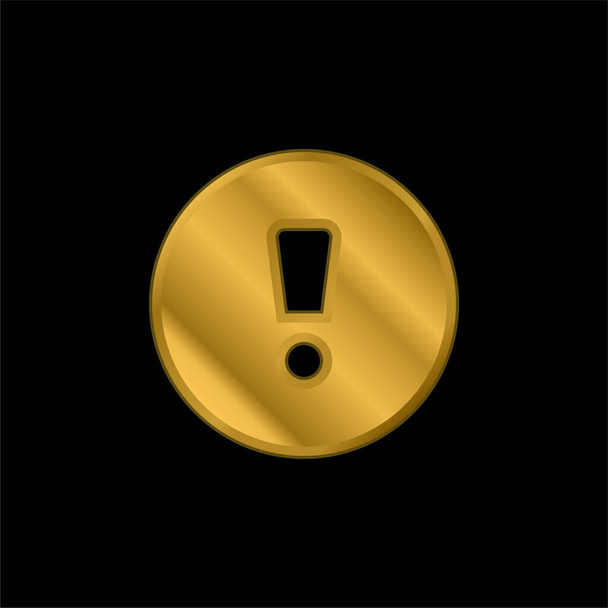 Sinal de atenção banhado a ouro ícone metálico ou vetor logotipo - Vetor, Imagem