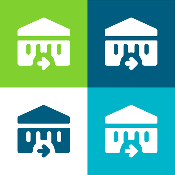 Bankovní byt čtyři barvy minimální ikona nastavena - Vektor, obrázek