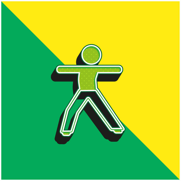 Αγόρι Stretching Body Πράσινο και κίτρινο σύγχρονο 3d διάνυσμα εικονίδιο λογότυπο - Διάνυσμα, εικόνα