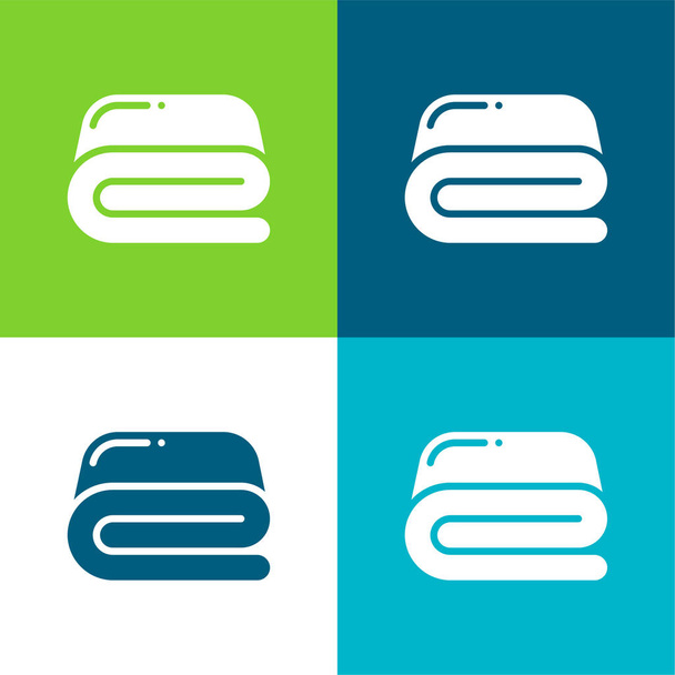 Bed Sheets Flat four color minimal icon set - Vector, Image