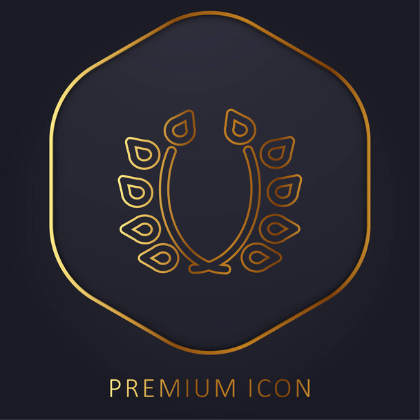 Ramas Con Hojas Adorno línea de oro logotipo premium o icono - Vector, imagen
