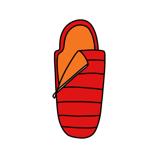 saco de dormir garabato icono, vector de ilustración - Vector, Imagen