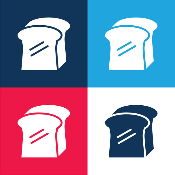 Pan azul y rojo conjunto de iconos mínimo de cuatro colores - Vector, imagen