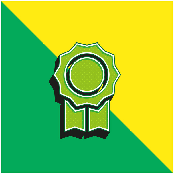 Badge Groen en geel modern 3D vector icoon logo - Vector, afbeelding