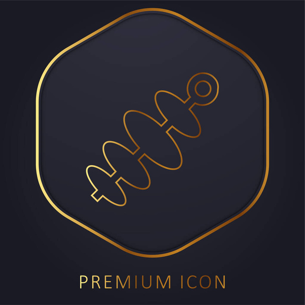 Bbq Skewers golden line premium logo or icon - Vector, Image