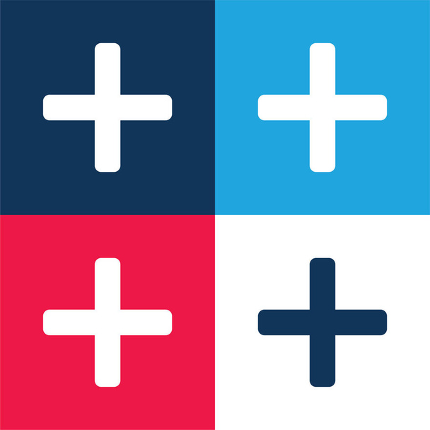 Přidat modrou a červenou čtyřbarevnou minimální ikonu - Vektor, obrázek