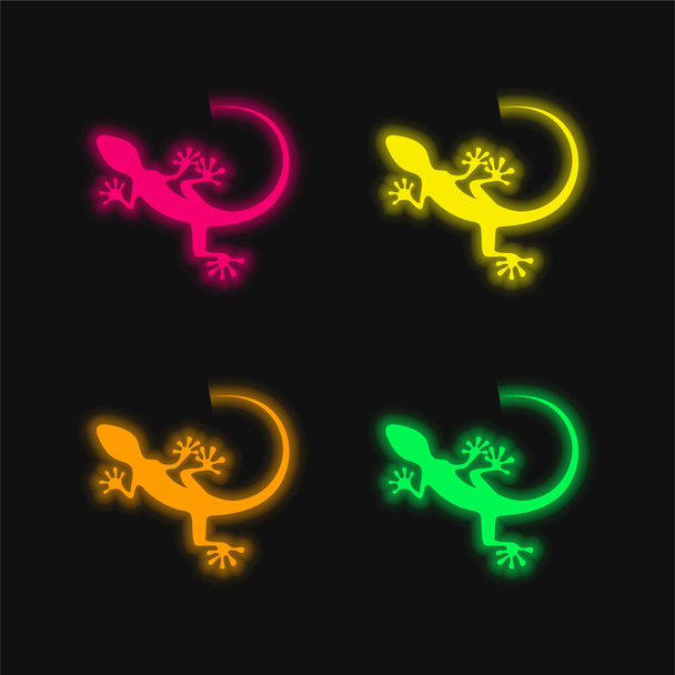 Animal de cuatro colores brillante icono de vectores de neón - Vector, imagen