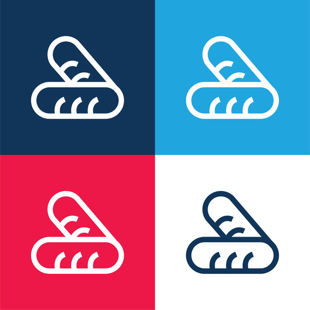 Coppia di pane blu e rosso set di icone minime a quattro colori - Vettoriali, immagini