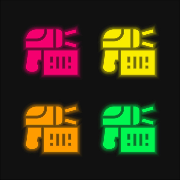 Barcode vier Farbe leuchtenden Neon-Vektor-Symbol - Vektor, Bild
