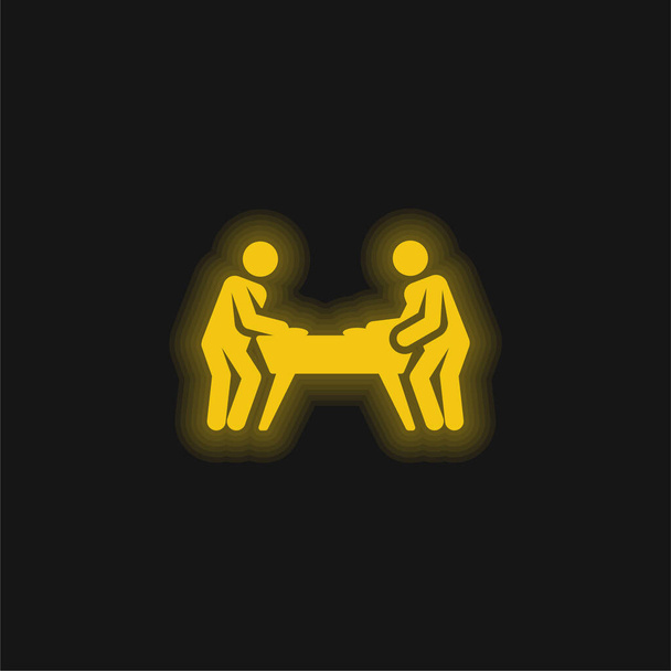 Léghoki sárga izzó neon ikon - Vektor, kép