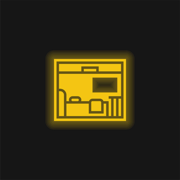 Желтая светящаяся неоновая икона - Вектор,изображение