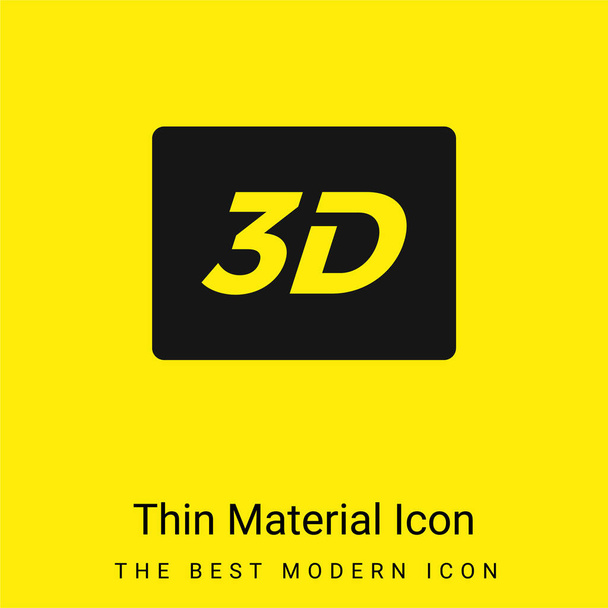 3D Sign minimaal helder geel materiaal icoon - Vector, afbeelding