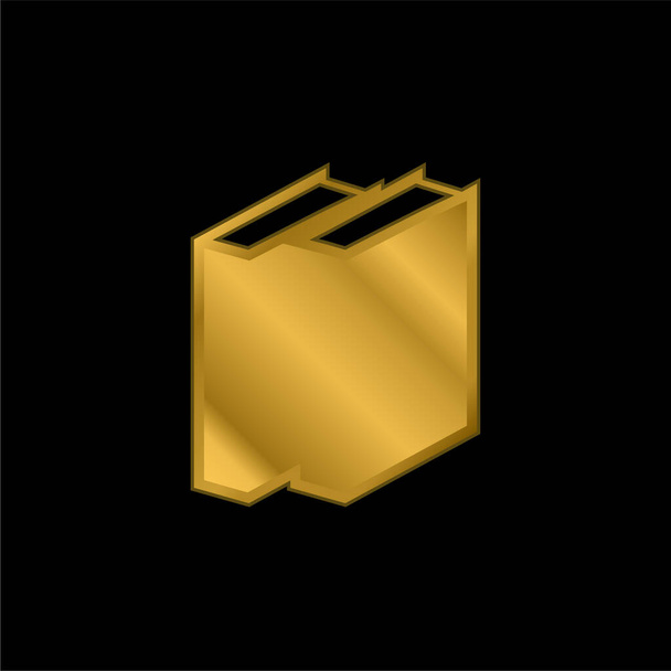 Книги позолоченная металлическая икона или вектор логотипа - Вектор,изображение