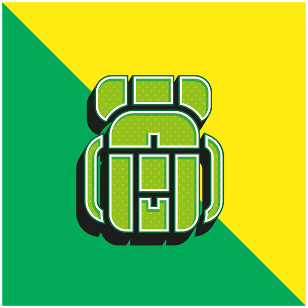 Backpack Green and yellow modern 3d vector icon logo - Vector, Image