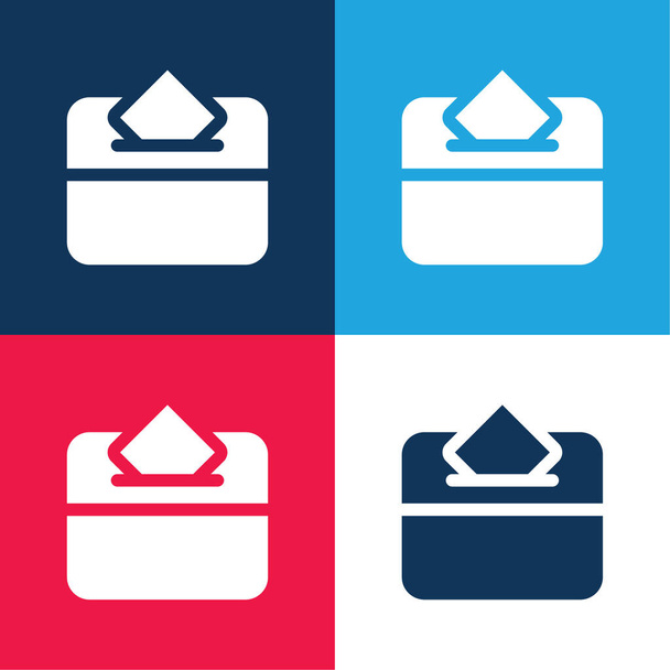Głosowanie niebieski i czerwony zestaw czterech kolorów minimalny zestaw ikon - Wektor, obraz
