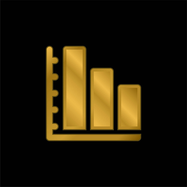 Gráfico de barras chapado en oro icono metálico o logotipo vector - Vector, imagen