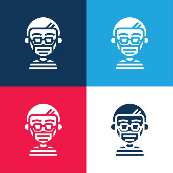 Boy blue and red four color minimal icon set - Vector, Image