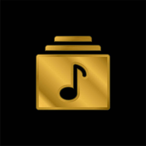 Albüm altın kaplamalı metalik simge veya logo vektörü - Vektör, Görsel