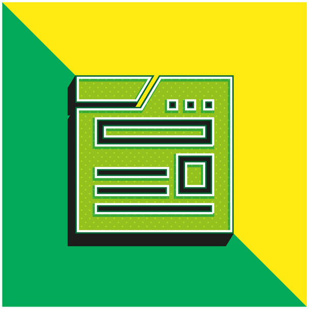 Blogging Green and yellow modern 3d vector icon logo - Vector, Image