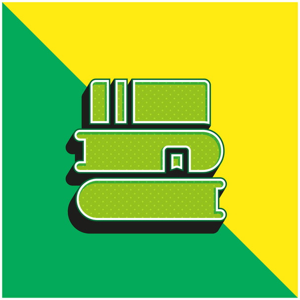 Libri Logo icona vettoriale 3D moderna verde e gialla - Vettoriali, immagini