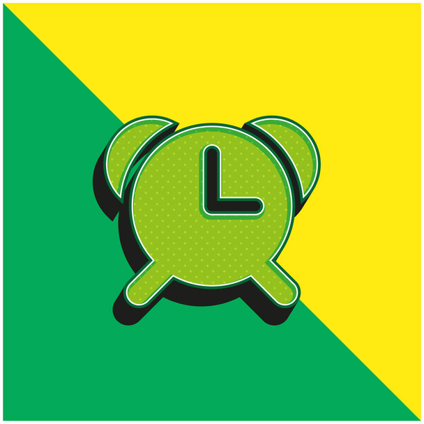 Wecker Grünes und gelbes modernes 3D-Vektorsymbol-Logo - Vektor, Bild