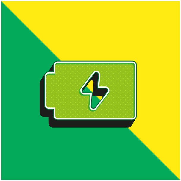 Batería verde y amarillo moderno vector 3d icono del logotipo - Vector, Imagen