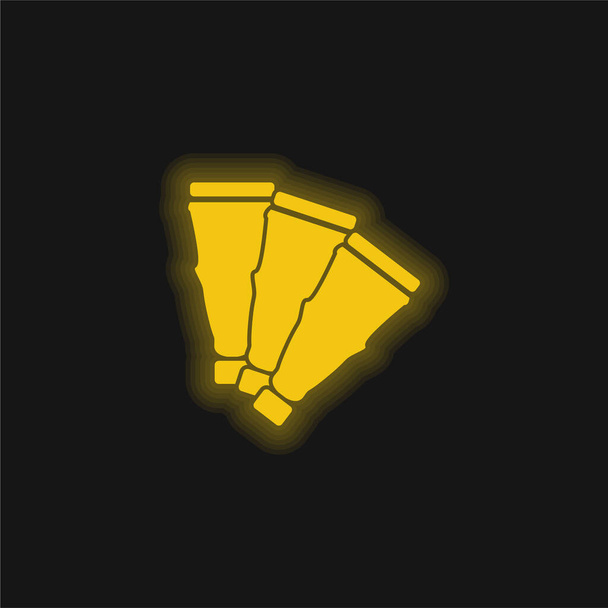Pieza de arte como un icono de neón brillante amarillo ventilador - Vector, imagen
