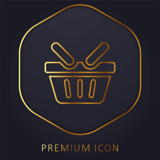Cesta línea de oro logotipo premium o icono - Vector, Imagen