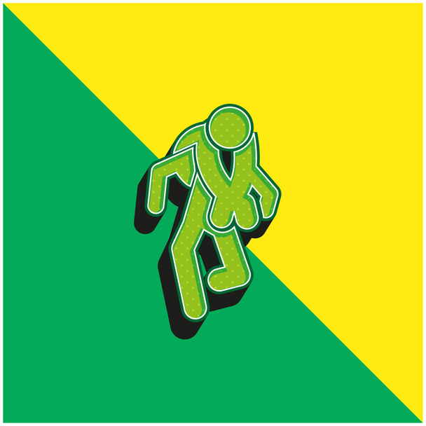 Aventura Deporte Siluetas verde y amarillo moderno vector 3d icono logo - Vector, Imagen