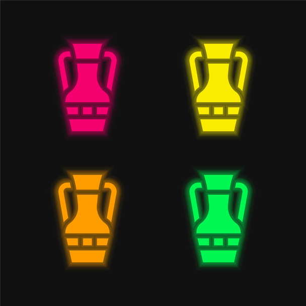 Amphora quatre couleur brillant icône vectorielle néon - Vecteur, image