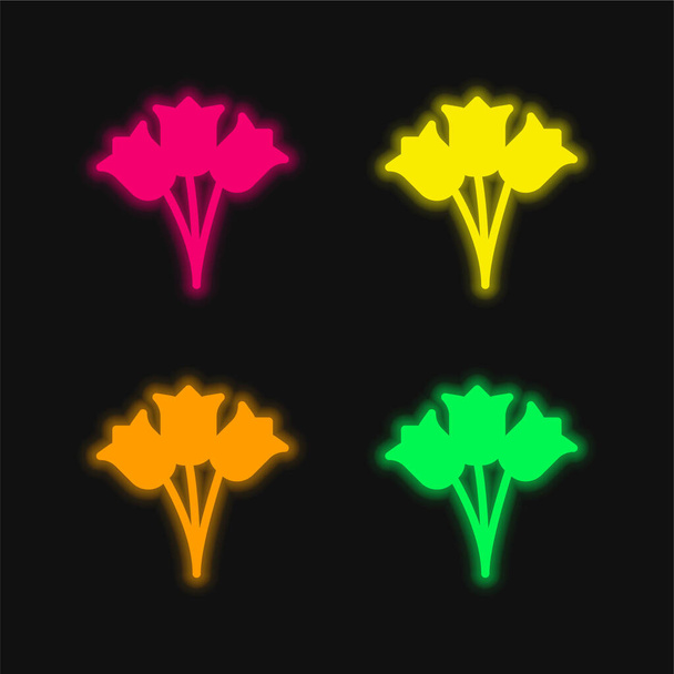 Аромат четырехцветный светящийся неоновый вектор - Вектор,изображение