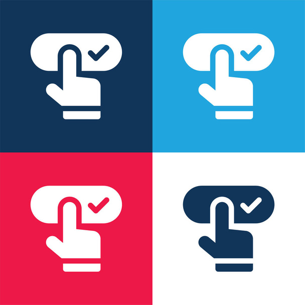 Réservation bleu et rouge quatre couleurs minimum jeu d'icônes - Vecteur, image