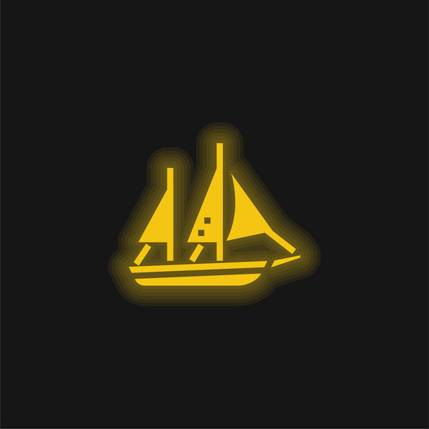 Bateau jaune flamboyant icône néon - Vecteur, image