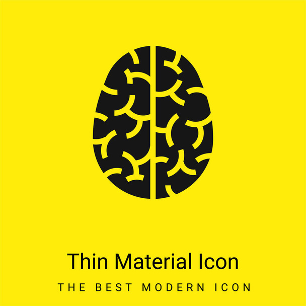 Brain minimal bright yellow material icon - Vector, Image